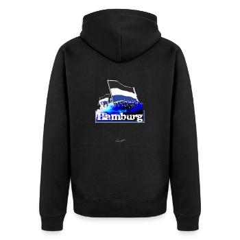 hamburg all4one - Unisex Premium Bio Zip Hoodie - Schwarz - Hinten - Nico (187cm)