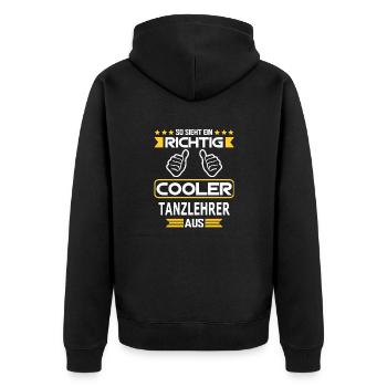 TANZLEHRER - Unisex Premium Bio Zip Hoodie - Schwarz - Hinten - Nico (187cm)