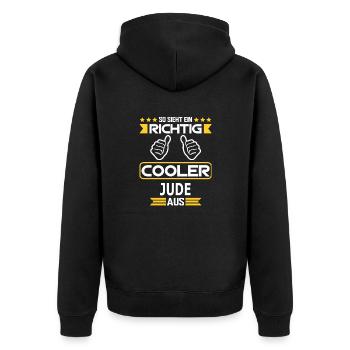 JUDE - Unisex Premium Bio Zip Hoodie - Schwarz - Hinten - Nico (187cm)
