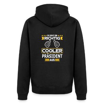 PRÄSIDENT - Unisex Premium Bio Zip Hoodie - Schwarz - Hinten - Nico (187cm)