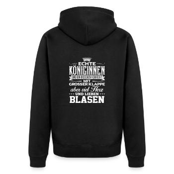 BLASEN - liebe - Unisex Premium Bio Zip Hoodie - Schwarz - Hinten - Nico (187cm)