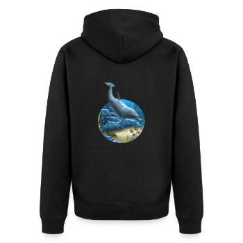 The World Of The Dolphin - Unisex Premium Bio Zip Hoodie - Schwarz - Hinten - Nico (187cm)