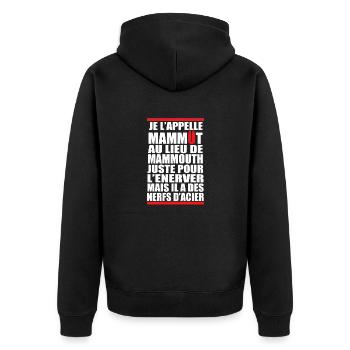 NerfsAcier - Unisex Premium Bio Zip Hoodie - Schwarz - Hinten - Nico (187cm)