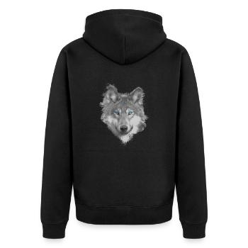 Wolf - Unisex Premium Bio Zip Hoodie - Schwarz - Hinten - Nico (187cm)