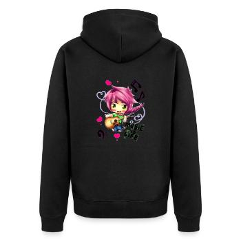 Musik ist Leben - Unisex Premium Bio Zip Hoodie - Schwarz - Hinten - Nico (187cm)
