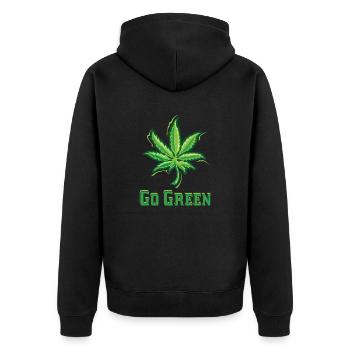 Go Green Legalize Marijuana - Unisex Premium Organic Zip Hoodie - black - Back - Nico (187cm)