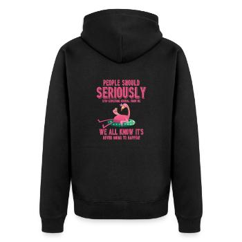 Cool Flamingo - Unisex Premium Organic Zip Hoodie - black - Back - Nico (187cm)