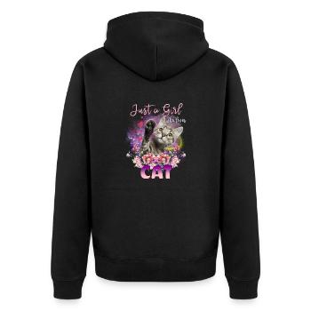 Juste une fille qui aime les chats - Veste à capuche bio Premium Unisexe - noir - Dos - Nico (187cm)
