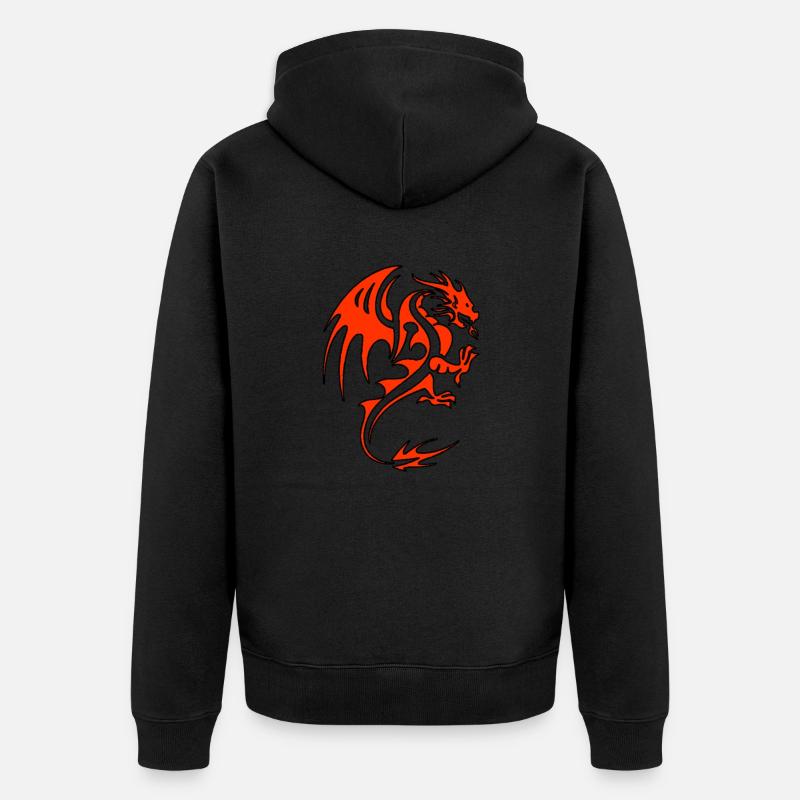 Roter Drache - Unisex Premium Bio Zip Hoodie - Schwarz