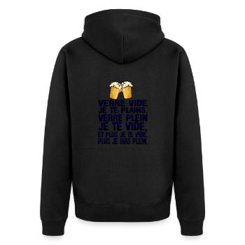 alcool humour verre vide plains plein biere citati - Veste à capuche bio Premium Unisexe - noir - Dos - Nico (187cm)