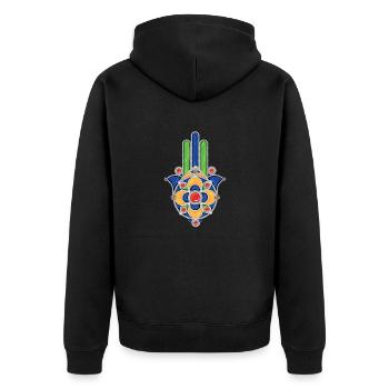 khamssa kabyle schmuck - Unisex Premium Bio Zip Hoodie - Schwarz - Hinten - Nico (187cm)
