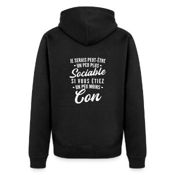 je serais peut être un peu plus sociable / con - Veste à capuche bio Premium Unisexe - noir - Dos - Nico (187cm)