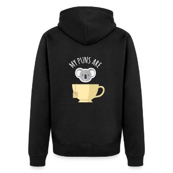 My Puns Are Koala Tea Funny And Cute Koala Bear - Unisex Premium Organic Zip Hoodie - black - Back - Nico (187cm)