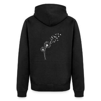 Blumen Mit Vögeln Vogelschwarm - Unisex Premium Bio Zip Hoodie - Schwarz - Hinten - Nico (187cm)