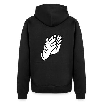 CLAP Livestream Emote - Unisex Premium Bio Zip Hoodie - Schwarz - Hinten - Nico (187cm)