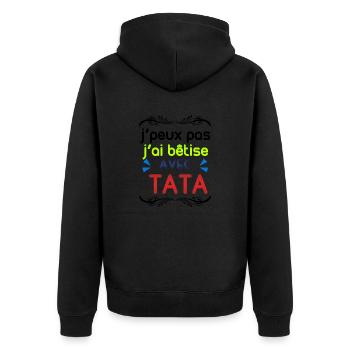 J'ai bêtise avec tata - Veste à capuche bio Premium Unisexe - noir - Dos - Nico (187cm)