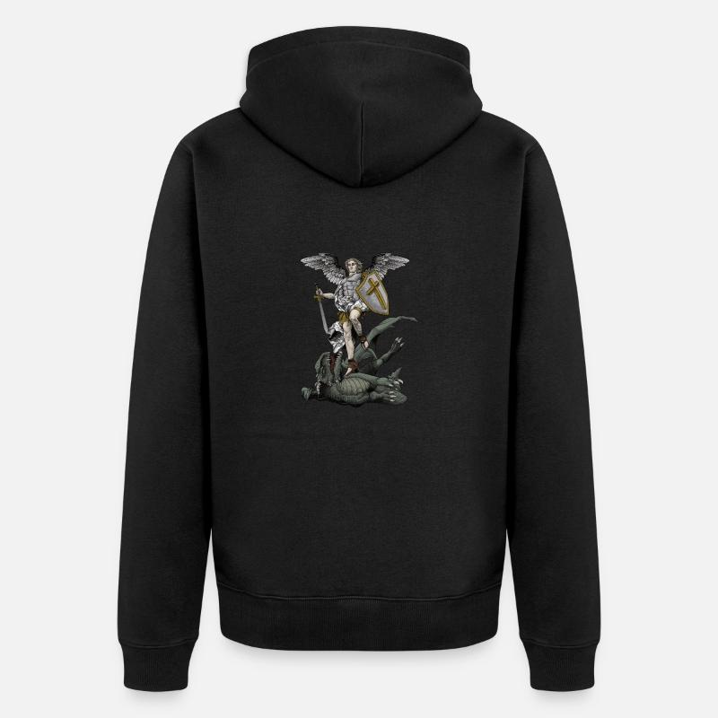 Sankt Michael der Erzengel - Unisex Premium Bio Zip Hoodie - Schwarz