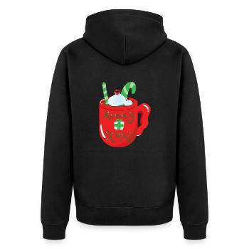 Weihnachten Tasse - Unisex Premium Bio Zip Hoodie - Schwarz - Hinten - Nico (187cm)
