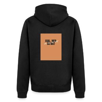 Egal wer du bist - Unisex Premium Bio Zip Hoodie - Schwarz - Hinten - Nico (187cm)