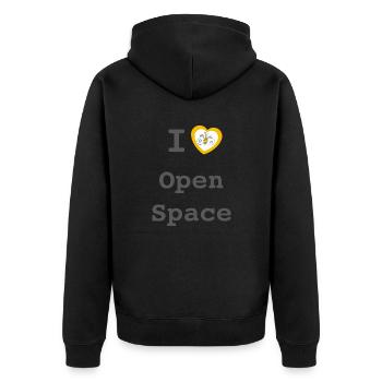 I love Open Space - Unisex Premium Bio Zip Hoodie - Schwarz - Hinten - Nico (187cm)