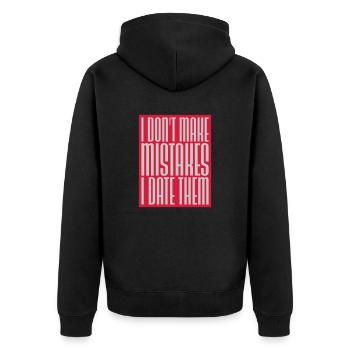 Date Mistakes Quote Logo - Unisex Premium Organic Zip Hoodie - black - Back - Nico (187cm)