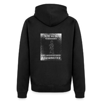 Bauarbeiter gutaussehend Mann Arbeit - Unisex Premium Bio Zip Hoodie - Schwarz - Hinten - Nico (187cm)