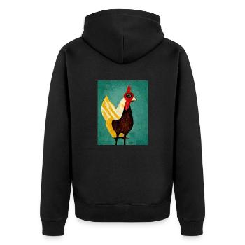 Lustiges Huhn Gemälde - Unisex Premium Bio Zip Hoodie - Schwarz - Hinten - Nico (187cm)