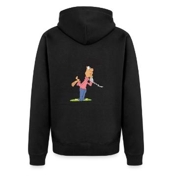 femme fille au téléphone cheveux noirs vie quotidienne adolescente - Veste à capuche bio Premium Unisexe - noir - Dos - Nico (187cm)