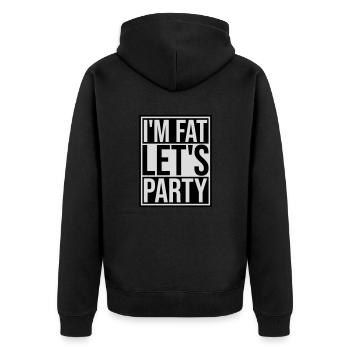 im fat lets party - Unisex Premium Bio Zip Hoodie - Schwarz - Hinten - Nico (187cm)
