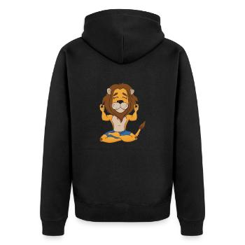 Lion Yoga Funny Yoga Teacher Gift Idea - Unisex Premium Organic Zip Hoodie - black - Back - Nico (187cm)