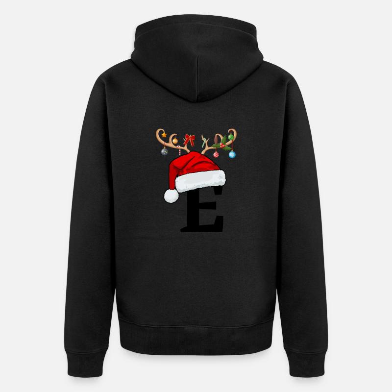 Lettre E bonnet de Noël - Veste à capuche bio Premium Unisexe - noir