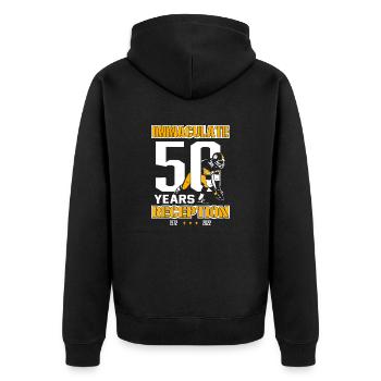 Makellose 50 Jahre Empfang Pittsburgh - Unisex Premium Bio Zip Hoodie - Schwarz - Hinten - Nico (187cm)