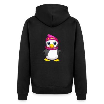 Penguin Cartoon Cute Pengu Animal Funny Comic 1 - Unisex Premium Organic Zip Hoodie - black - Back - Nico (187cm)