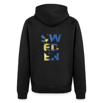 Schweden Schweden Europa Skandinavien Stockholm 3kro - Unisex Premium Bio Zip Hoodie - Schwarz - Hinten - Nico (187cm)