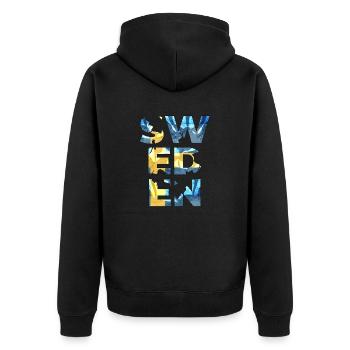 Schweden Schweden Europa Skandinavien Stockholm 3kro - Unisex Premium Bio Zip Hoodie - Schwarz - Hinten - Nico (187cm)