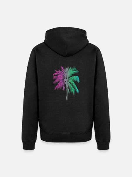 Tropischer Regenbogen Palmen Strand Sonne - Unisex Premium Bio Zip Hoodie - Schwarz