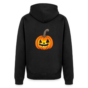 Halloween Kürbis - Unisex Premium Bio Zip Hoodie - Schwarz - Hinten - Nico (187cm)