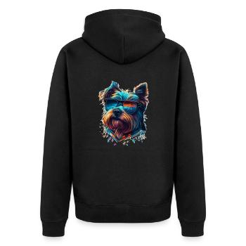 Terrier coloré cool avec des lunettes de soleil décontractées - Veste à capuche bio Premium Unisexe - noir - Dos - Nico (187cm)