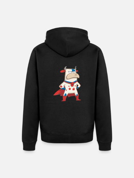 The Super Cow - Unisex Premium Organic Zip Hoodie - black