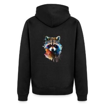 Waschbär Aquarell Coole Art-Motive Klimaschutz - Unisex Premium Bio Zip Hoodie - Schwarz - Hinten - Nico (187cm)