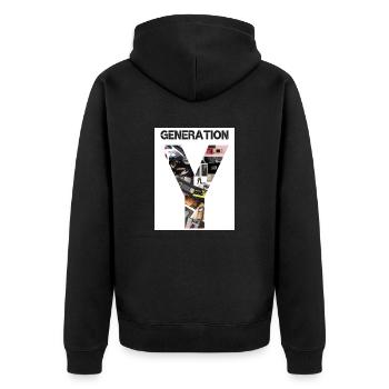 Generation Y, MILLENNIALS - Unisex Premium Bio Zip Hoodie - Schwarz - Hinten - Nico (187cm)