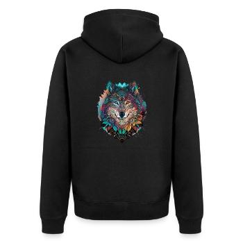 loup mystique mandala nature - Veste à capuche bio Premium Unisexe - noir - Dos - Nico (187cm)