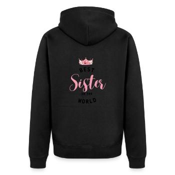 Best Sister Beste Schwester Slogan - Unisex Premium Bio Zip Hoodie - Schwarz - Hinten - Nico (187cm)