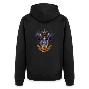 Adler mit Wappen - Unisex Premium Bio Zip Hoodie - Schwarz - Hinten - Nico (187cm)