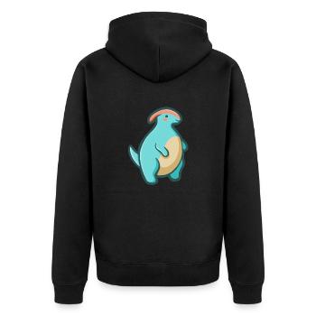 Süßer pummeliger Parasaurolophus, Dino - Unisex Premium Bio Zip Hoodie - Schwarz - Hinten - Nico (187cm)