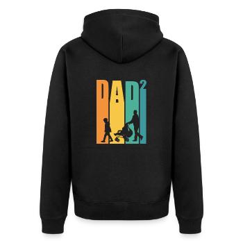 Vater Dad Geschenkidee Vatertag Vintage Retro - Unisex Premium Bio Zip Hoodie - Schwarz - Hinten - Nico (187cm)