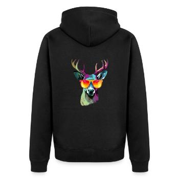 Jack le cerf à lunettes - Veste à capuche bio Premium Unisexe - noir - Dos - Nico (187cm)