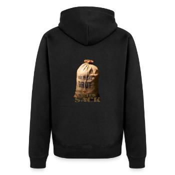 Alter Sack - Unisex Premium Bio Zip Hoodie - Schwarz - Hinten - Nico (187cm)