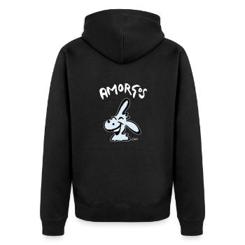 BOLEO 2023 SOSO outl - Unisex Premium Bio Zip Hoodie - Schwarz - Hinten - Nico (187cm)