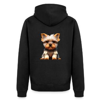 Chien propriétaire du chien Yorkshire Terrier chiot - Veste à capuche bio Premium Unisexe - noir - Dos - Nico (187cm)